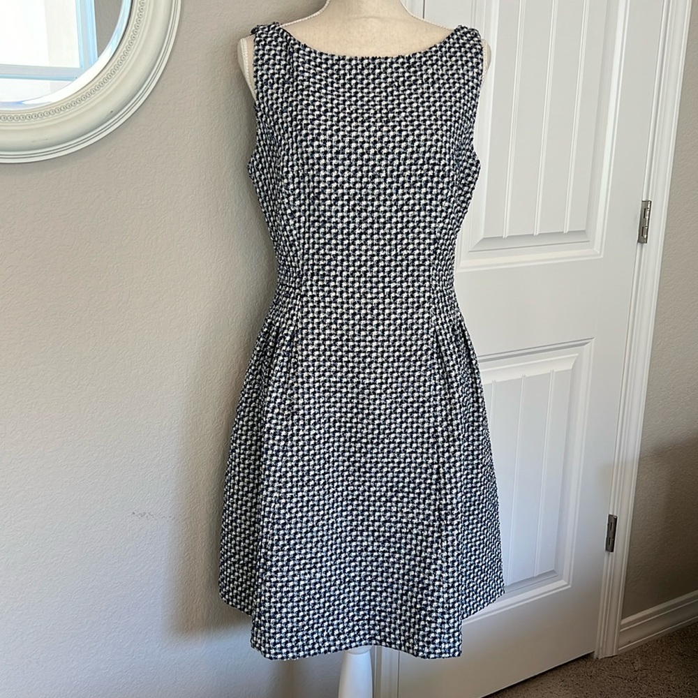 kate spade Black and White Textured Fit-and-Flare Dress